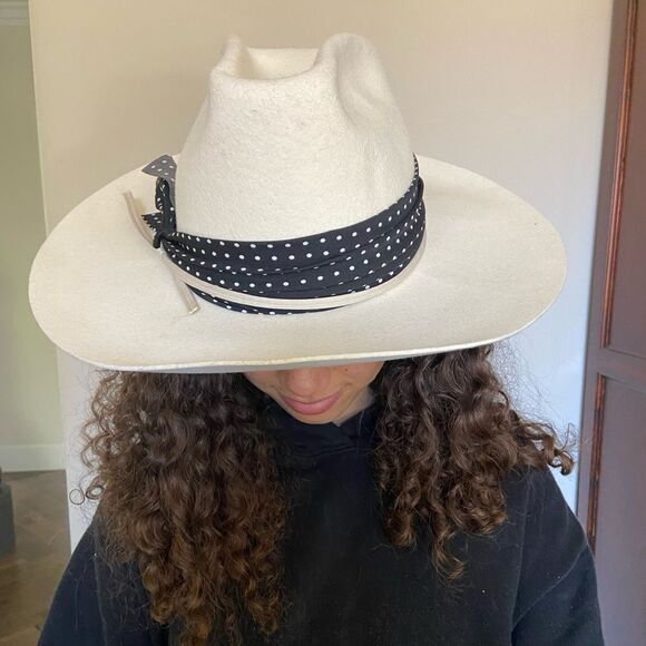 Free People Stacked Dot Felt Hat One Size - Picture 13 of 13